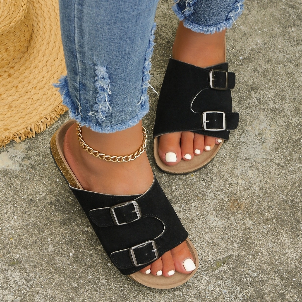 Metal Buckle Open Toe Sandals - Picture 3 of 4